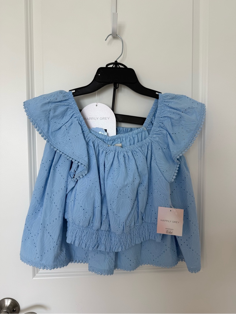 Happily Grey Sky Blue Ruffle Set